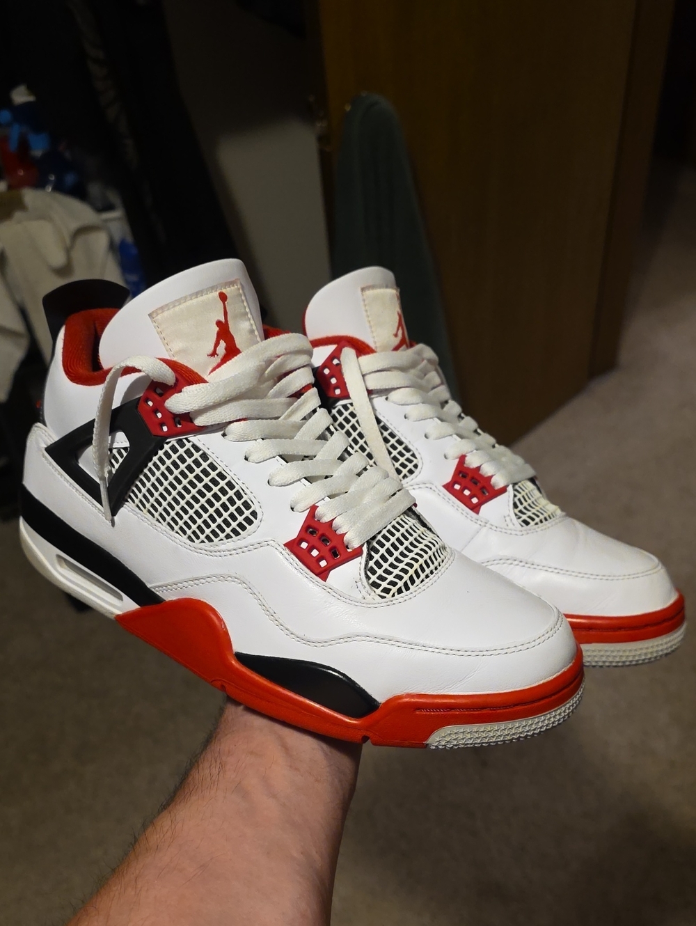 Nike White Red Black Air Jordan 4 Style Sneakers